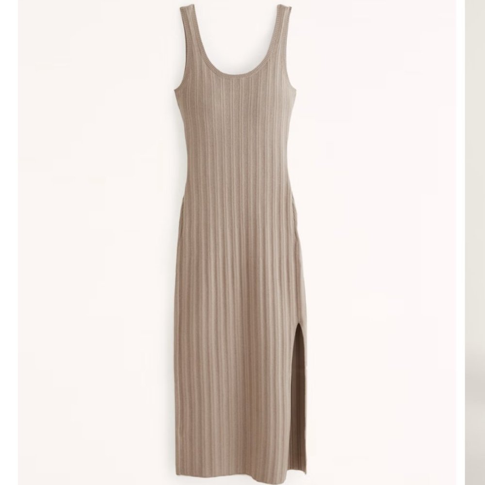 Abercrombie Ribbed Midi Sweater Dress - Light Brown